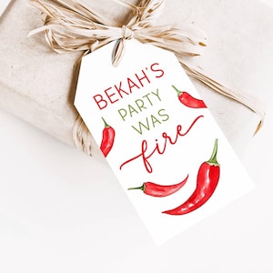 Pepper Theme Party Tag, Printable Hot Sauce Tag, Chili Pepper Gift Tag, Chili Pepper Party Tag Editable Template Instant Download, LLP241