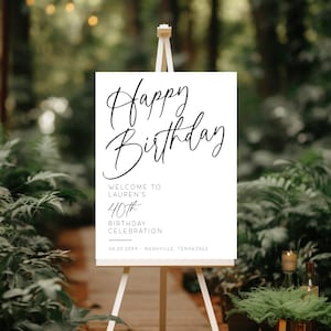 Panneau de bienvenue pour le dîner d&#39;anniversaire, 40e anniversaire, panneau de bienvenue 50e anniversaire personnalisé, panneau de bienvenue 60e anniversaire modifiable, LLP116