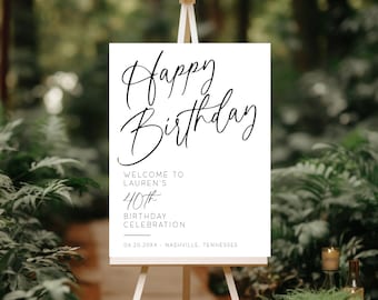 40th Birthday Sign For Easel, Birthday Dinner Welcome Sign, 50th Birthday Welcome Sign Custom, 60th Birthday Welcome Sign Editable, LLP116