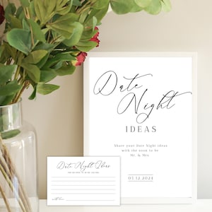 Date Night Card, Bridal Shower Date Night Advice, Wedding Sign, Date Night Ideas, Instant Download, Printable Template, LLP18