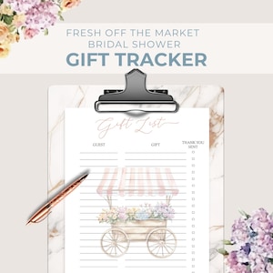 Hochzeits Geschenk Tracker, Brautparty Geschenk Tracker, Geschenke Liste Arbeitsblatt, Off The Market Shower, LLP240