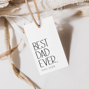 Happy Fathers Day Printable Gift Tags, Best Dad Ever, Fathers Day Gift Tags, Printable Gift Tags For Father&#39;s Day, Minimal Modern Tag, LLP96