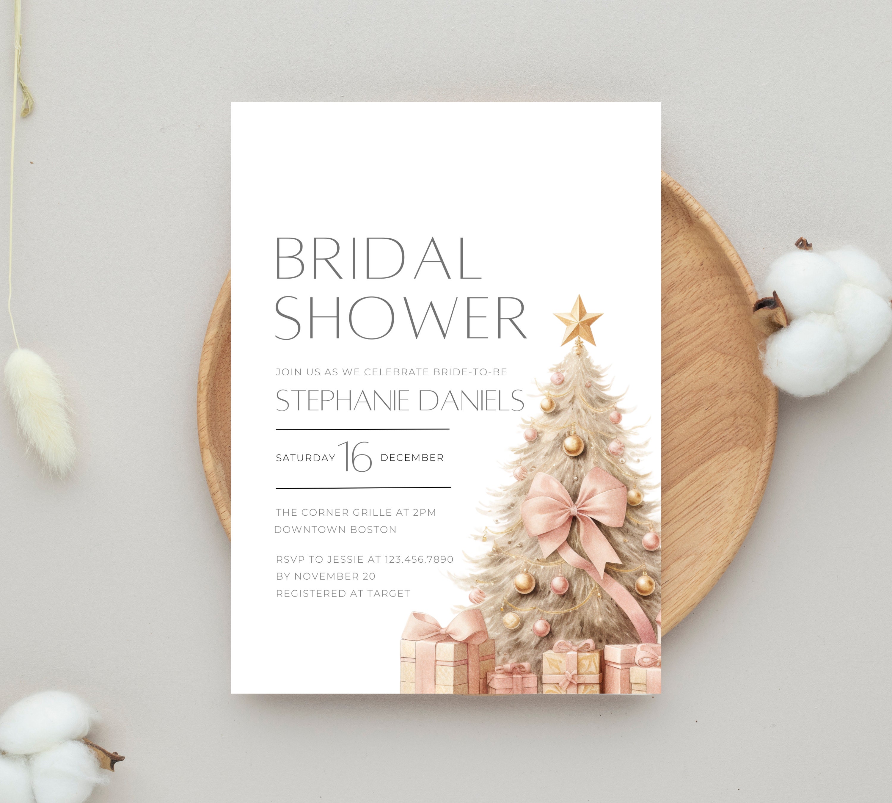 Christmas Bridal Shower Invitation, Instant Download, Winter Shower ...
