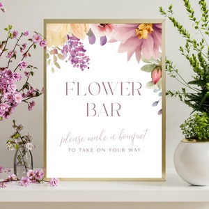 Flower Bar Sign, Make A Bouquet Sign, Bouquet Bar Sign, Wildflower Bouquet Favor Sign, Baby In Bloom Shower Sign, Instant Download, LLP63