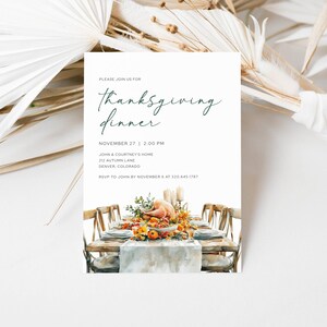Thanksgiving-uitnodigingssjabloon, Cottagecore Thanksgiving digitale uitnodiging, bewerkbare Thanksgiving-diner, herfstvakantie, LLP142