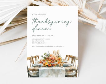 Thanksgiving Invitation Template, Cottagecore Thanksgiving Digital Invite, Editable Thanksgiving Dinner Invite, Fall Holiday Party, LLP142