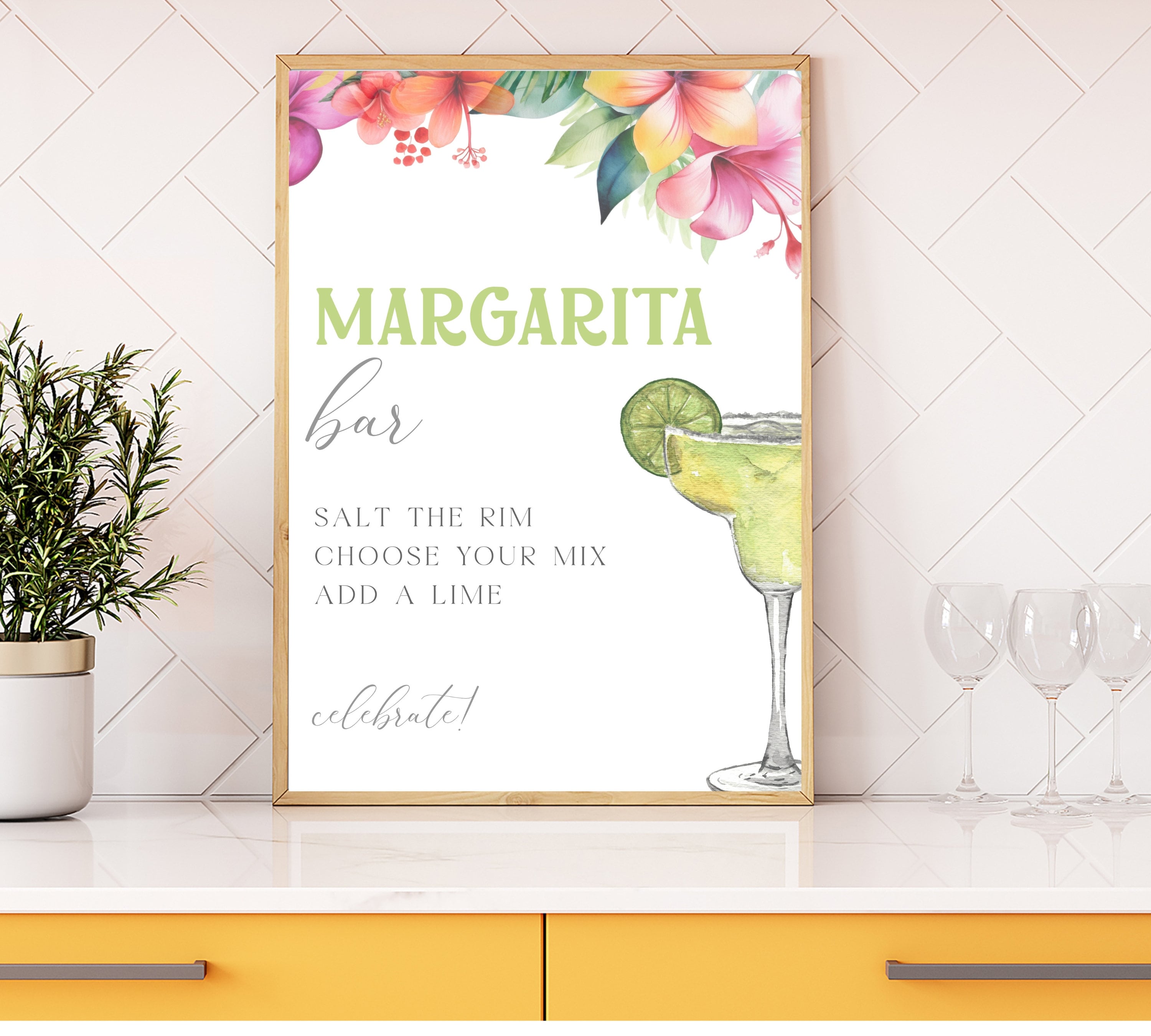 Margarita Bar Sign Printable Template, Bridal Shower Margarita Drink ...