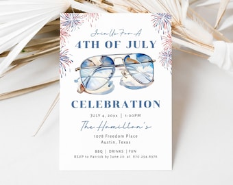 4th of July Party Invite Template, July 4th Party Invite Editable, Fourth of July Celebration Printable, Independence Day BBQ Party, LLP91