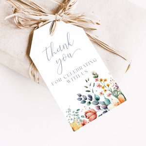 Baby In Bloom Favor Tag, Floral Gift Tag Printable Editable, Wildflower Favor Tag, Thanks Tag Bridal Shower Template Instant Download, LLP62