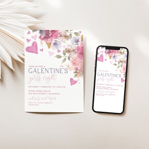 Galentine&#39;s Day Invitation, Galentine&#39;s Girls Night Invite Template, Valentines Day Invite Printable, Girls Night Out Invite, Digital Invite