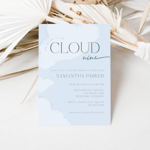 On Cloud Nine Bridal Shower Invitation, Instant Download, Cloud Bridal Shower Theme, Printable Template, Wedding Shower Invitation, LLP54