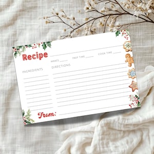 Christmas Recipe Cards, Christmas Cookie Recipe Cards Printable Template, Holiday Recipe Cards, Christmas Baking, Holiday Baking, LLP155