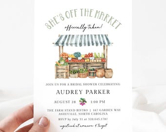 She's Off The Market Bridal Shower Invite Template, Editable Fresh Off The Market Invite, Farmers Market Bridal Shower Digital Invite LLP128