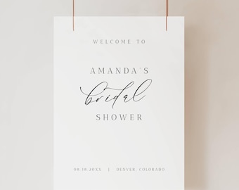 Minimal Bridal Shower Welcome Sign Editable Template, Black and White, Instant Download, LLP18