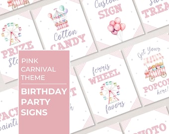 Karneval Geburtstag Zeichen, Pastell Karneval Party druckbar, Zirkus Geburtstag Vorlagen, Karneval Geburtstag Dekor, rosa Geburtstag Karneval, LLP175