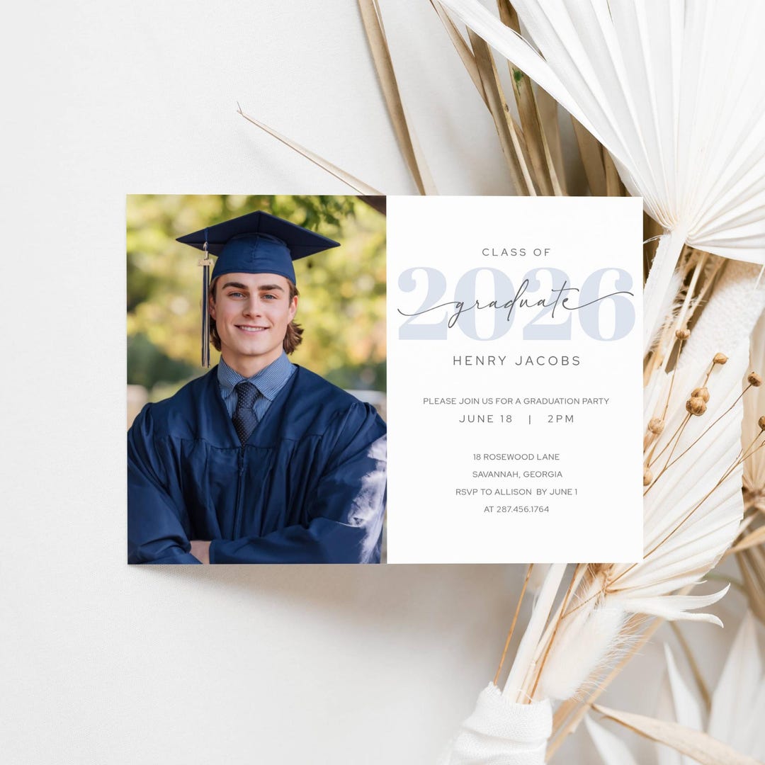Generic Grad Invite Minimal Grad Party Invite Editable Digital Template, Graduation ...