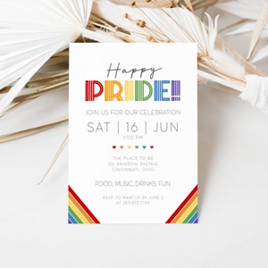 Faire-part de fête des fiertés, invitation à une fête LGBTQ, faire-parts de la fierté gaie, faire-parts de fête lesbienne, téléchargement immédiat gay, modèle modifiable LLP109