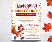 Turkey Trot Flyer, Thanksgiving Fun Run, Thanksgiving 5K Run Walk Fundraiser Event, School PTO Community Church, Fall Autumn Race, LLP182