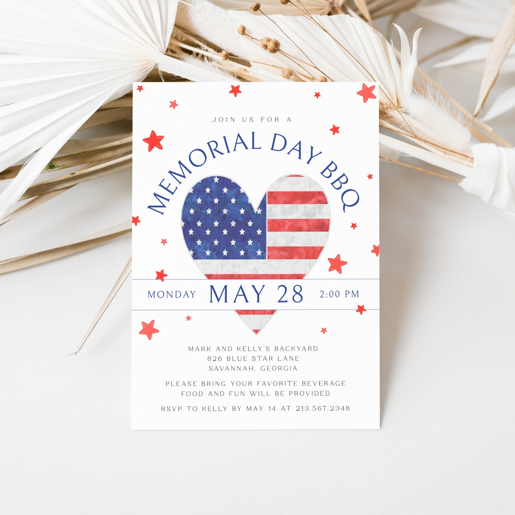 Memorial Day BBQ Invitation Editable, Summer Kickoff Party Invite ...