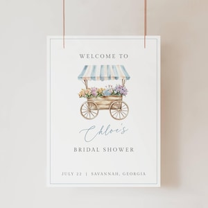 Off The Market Willkommensschild Blumenwagen, Blumenwagen Willkommensschild Brautparty, Markt Willkommensschild Blau, Fresh Off The Market Schild, LLP240
