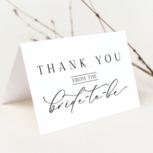 Minimalist Thank You Card Template, Modern Minimalist Wedding, Bridal Shower Card, Bride-to-Be Thank You, Instant Download, LLP18