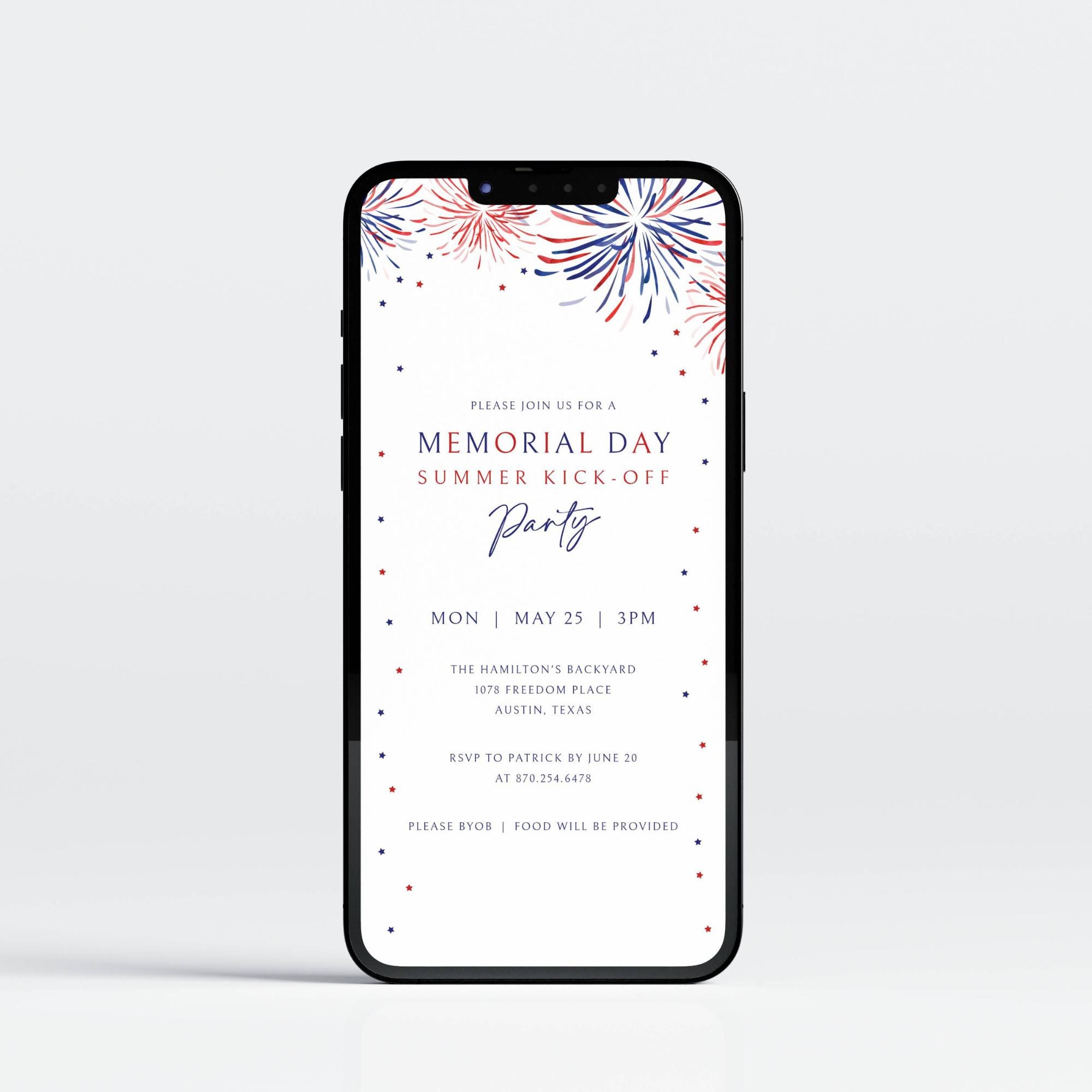 Memorial Day Invite Editable Digital Template, Cookout Party Invitation ...
