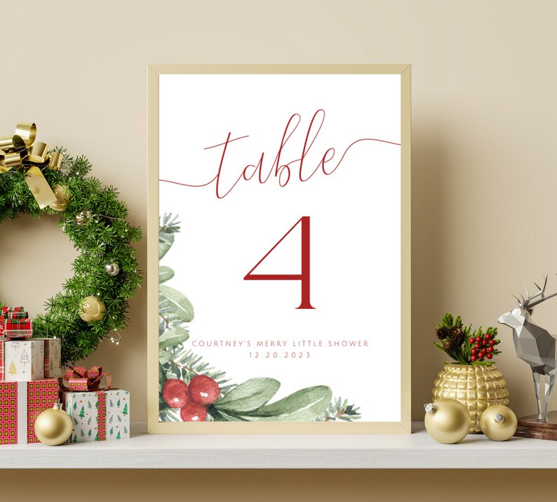 Holiday table number signs printable table number template etsy
