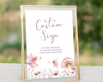 Fairy Theme Birthday Party Decor, Birthday Party Signage Printable, Girl Birthday Decor Fairies, Custom Sign Templates Editable, LLP129