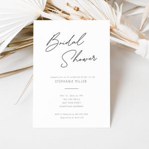 Minimalist Bridal Shower Invite, Black and White Bridal Shower Digital, Editable Invite Template Wedding Shower, Modern Bridal Shower, LLP55