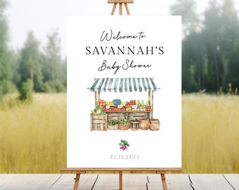 Locally Grown Baby Shower Welcome Sign Printable, Farmers Market Welcome Sign, Off The Market Bridal Shower Editable Template Instant LLP128