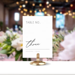 Minimalist Table Number Signs, Bridal Shower Table Number, Modern Table No Printable, Wedding Table Number Template, Black and White, LLP55