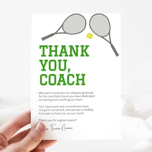 Tenniscoach Dankeskartenvorlage, bearbeitbar Dankescoach, Trainer Danke, Tennis Danke druckbar, Coach Wertschätzung LLP99