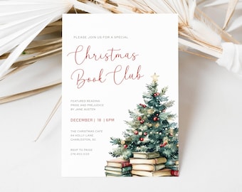 Christmas Book Club Invite Template, Book Club Christmas Digital, Holiday Book Club, Women Book Club Invite, December Book Club Party LLP104