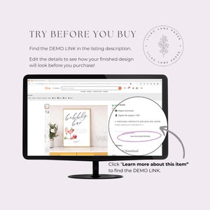 Puede incluir: Captura de pantalla de una lista de Etsy para una descarga digital de un cartel imprimible que dice "bubbly bar". El cartel est&aacute; en un esquema de color rosa y blanco con un efecto acuarela. La lista incluye un enlace para obtener m&aacute;s informaci&oacute;n sobre el art&iacute;culo y un c&oacute;digo de descuento para comprar varios art&iacute;culos.