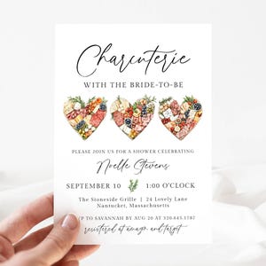 Charcuterie Bridal Shower Invite Template, Charcuterie with the Bride to Be Invite, Wine Cheese Party, Meat and Cheese Board Invite, LLP135