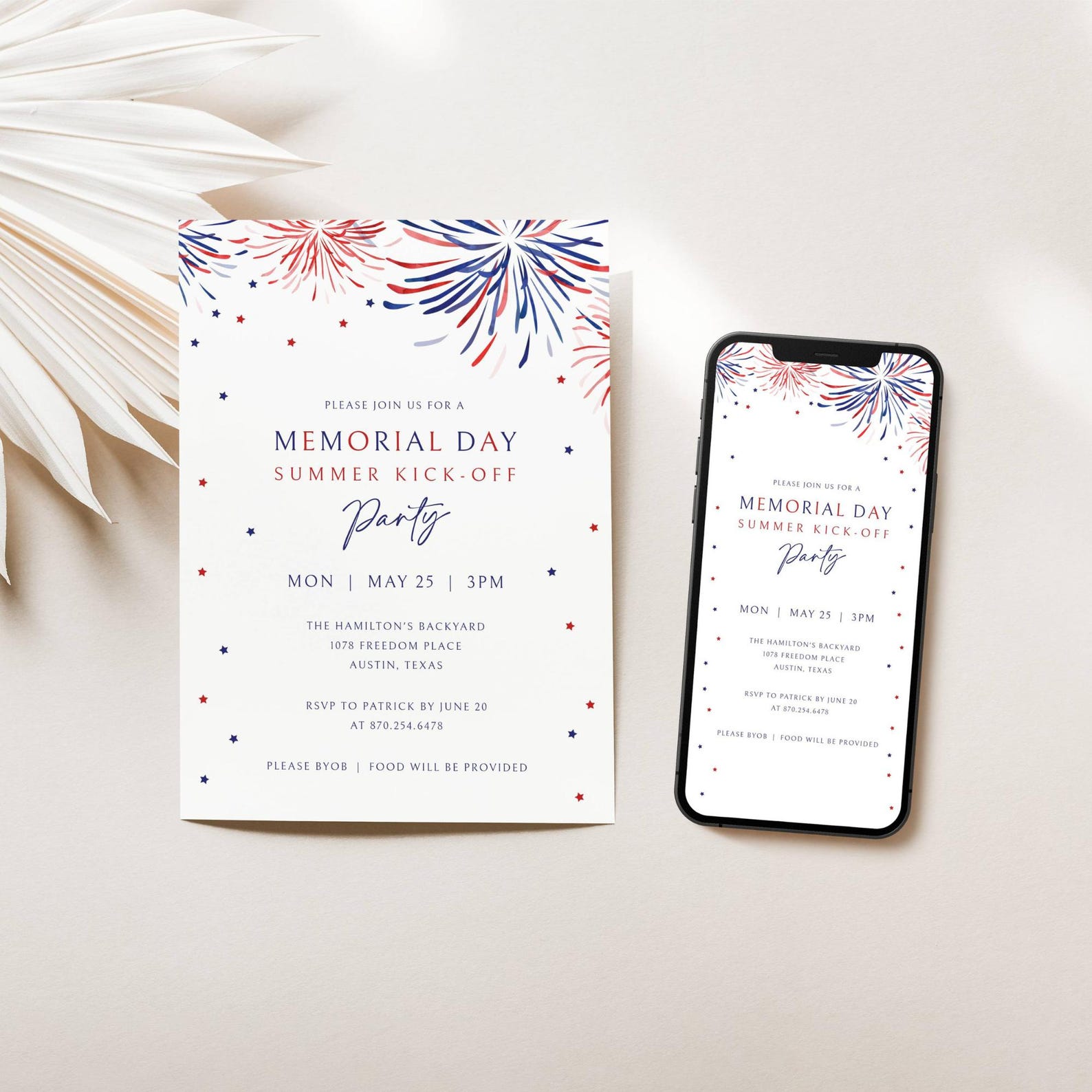 Memorial Day Invite Editable Digital Template, Cookout Party Invitation ...