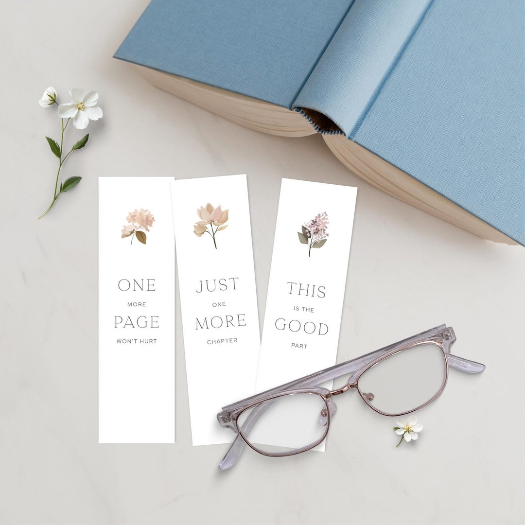 Printable Floral Bookmark Minimalist, Modern Bookmark Set Floral ...