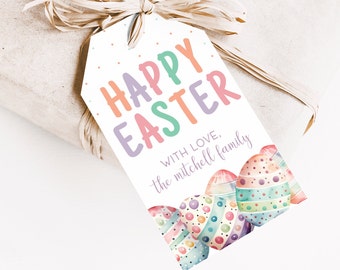 Easter Gift Tag Printable Editable, Happy Easter Tag Instant Download, Personalized Easter Tag, Easter Basket Tag, Pink Easter Tag, LLP56