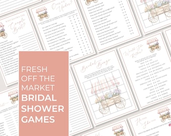 Shes Off The Market Games, Shower Games Fresh Off The Market, Off The Market Bridal Shower Games, Farmers Market Theme Pink Printable LLP240