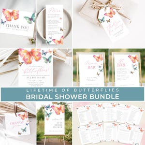 Butterflies Bridal Shower Bundle, Lifetime of Butterflies Shower Theme Bundle, Butterfly Editable Template Bundle Instant Download, LLP66