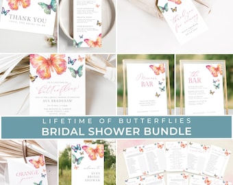 Butterflies Bridal Shower Bundle, Lifetime of Butterflies Shower Theme Bundle, Butterfly Editable Template Bundle Instant Download, LLP66