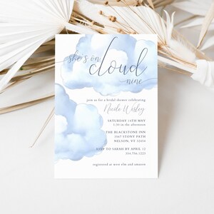 She&#39;s On Cloud Nine Bridal Shower Invite, Instant Download, Cloud 9 Shower Invite, Printable Template, Bridal Shower Invite Clouds, LLP19