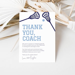 Coach Danke Kartenvorlage, Lacrosse Coach Danke, bearbeitbare Dankeschön Karte, LAX Danke druckbar, Coach Wertschätzung LLP79