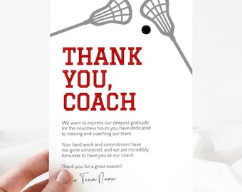 Lacrosse Coach Thank You Card Template, Editable Thank You Coach, Coach Thank You, LAX Thank You Printable, Coach Appreciation LLP79