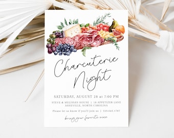 Charcuterie Board Party Invite, Wine and Cheese Night Invite, Charcuterie Party Invite, Meat and Cheese Board Party Digital, LLP132