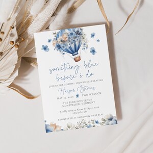 Something Blue Before I Do Bridal Shower Invite Template, Blue Floral Bridal Invite Editable, Blue Wedding Shower Instant Download, LLP67