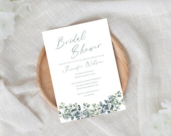 Eucalyptus Bridal Shower, Greenery Bridal Shower Invite, Boho Bridal Shower, Shower Invitation Instant Download, Eucalyptus Wedding, LLP3