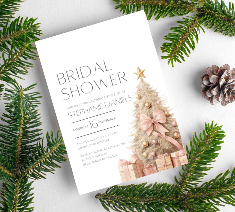 Christmas Bridal Shower Invitation, Instant Download, Winter Shower ...