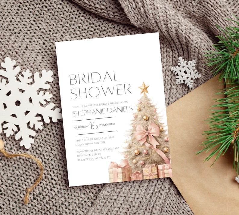 Christmas Bridal Shower Invitation, Instant Download, Winter Shower ...