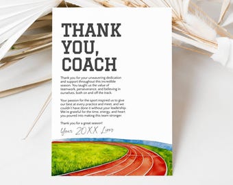 Track Coach Thank You Card, Track and Field Coach Gift, Coach Appreciation, Thank You Coach Card, End Of Season Editable Template, LLP222
